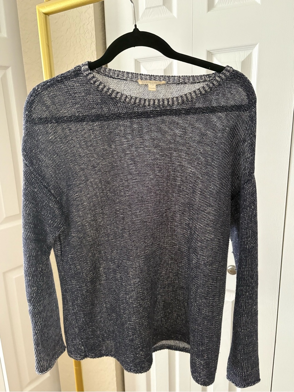 Eileen Fisher sweater linen lightweight blue medium